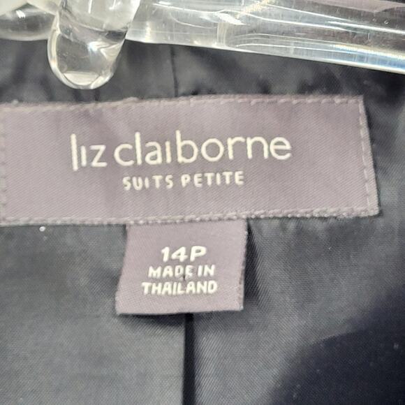 Liz Claiborne Vintage Black Lace Trim 3 Button‎ Whimsy  Midi Shirt Set Suit - Picture 5 of 16